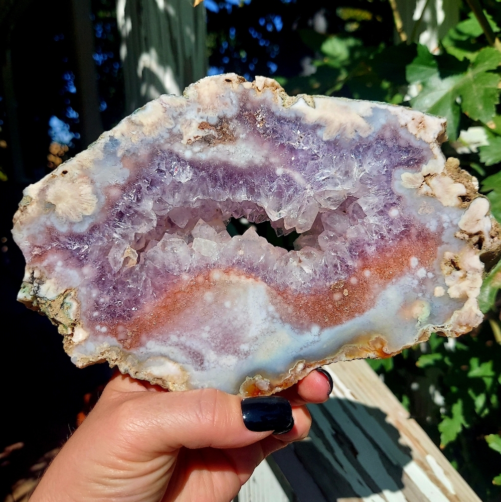 🎀 Huge Pink Amethyst Sakura Flower Agate Slab